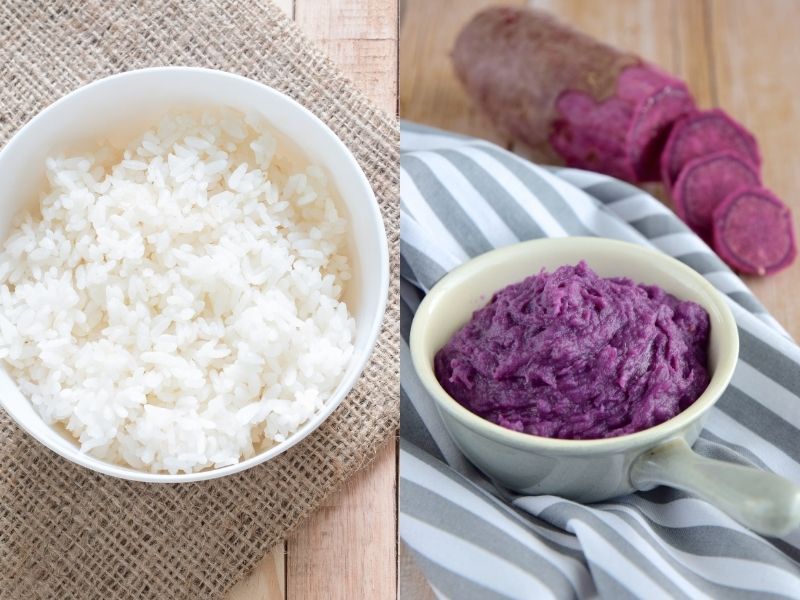 Giảm cơm và thay bằng khoai lang để giảm cân hiệu quả.